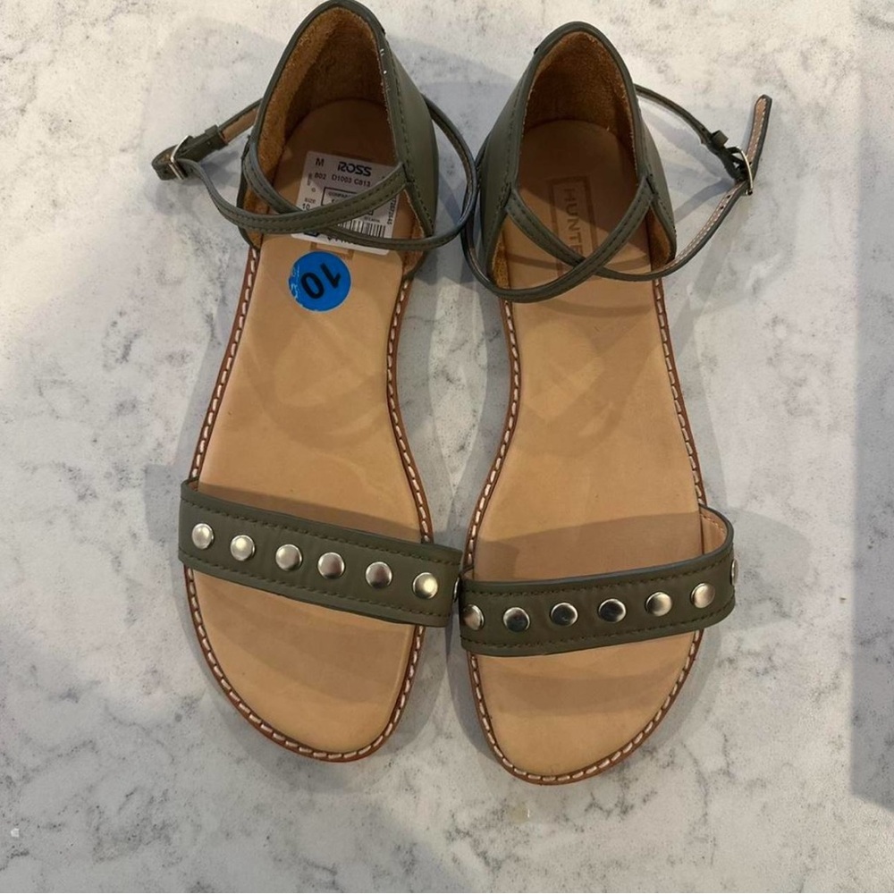 Hunter Olive Studded Ankle-Strap Women's Sandals